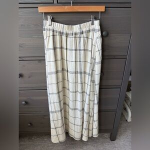 Woman’s A New Day A- Line Linen Blend Midi Skirt Cream Size XS Pleated Waist